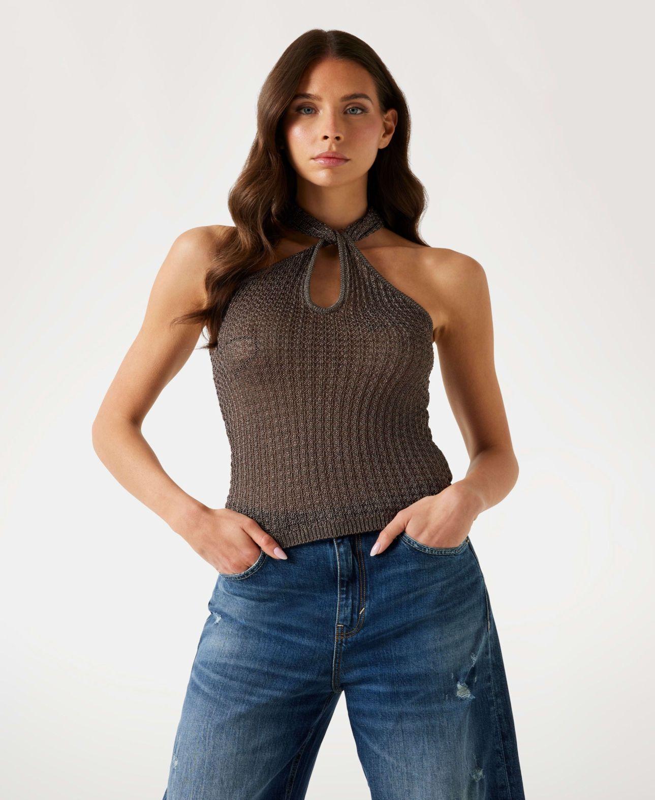 Polera Sl Halter Keyhole Ella Swtr Plateado-0