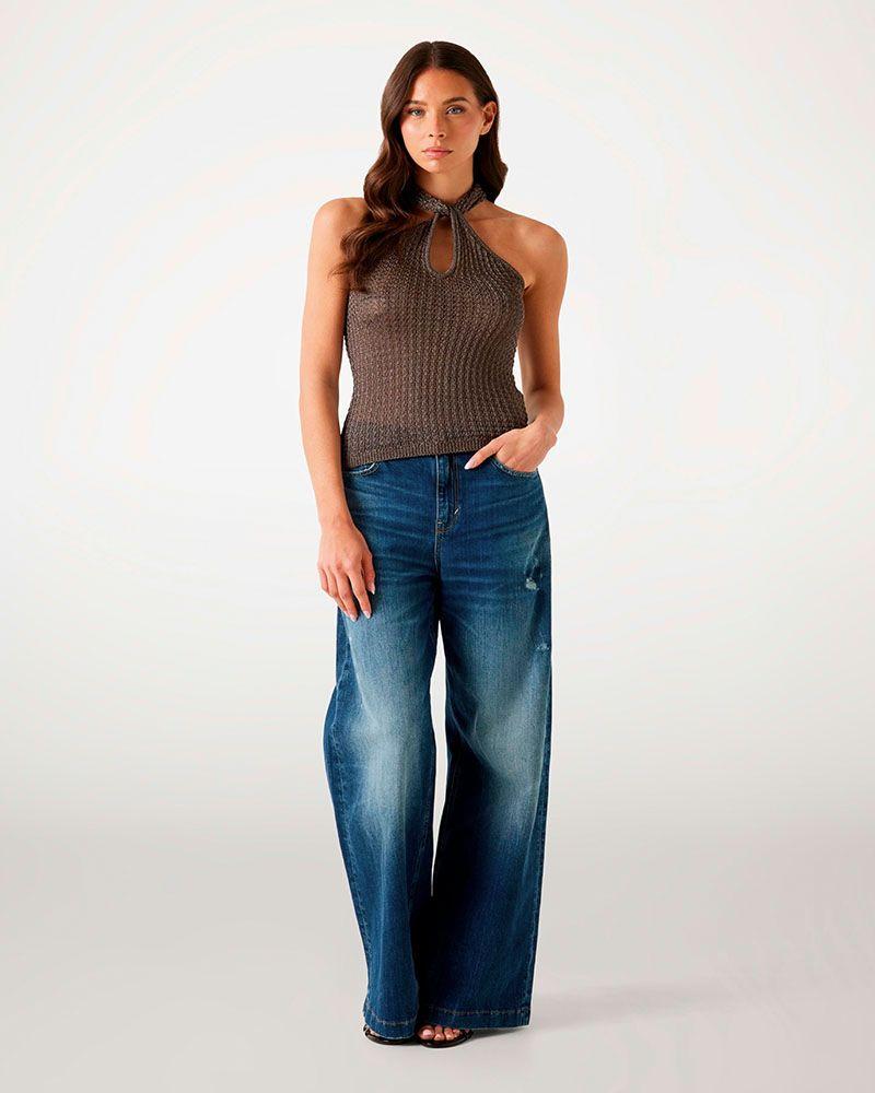 Polera Sl Halter Keyhole Ella Swtr Plateado-1