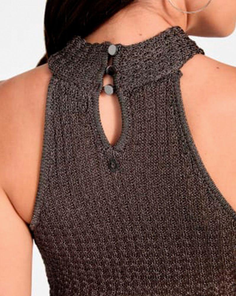 Polera Sl Halter Keyhole Ella Swtr Plateado-4