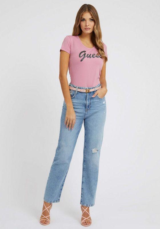 Polera Guess Mujer Ss Rn Adriana Tee Morado-1