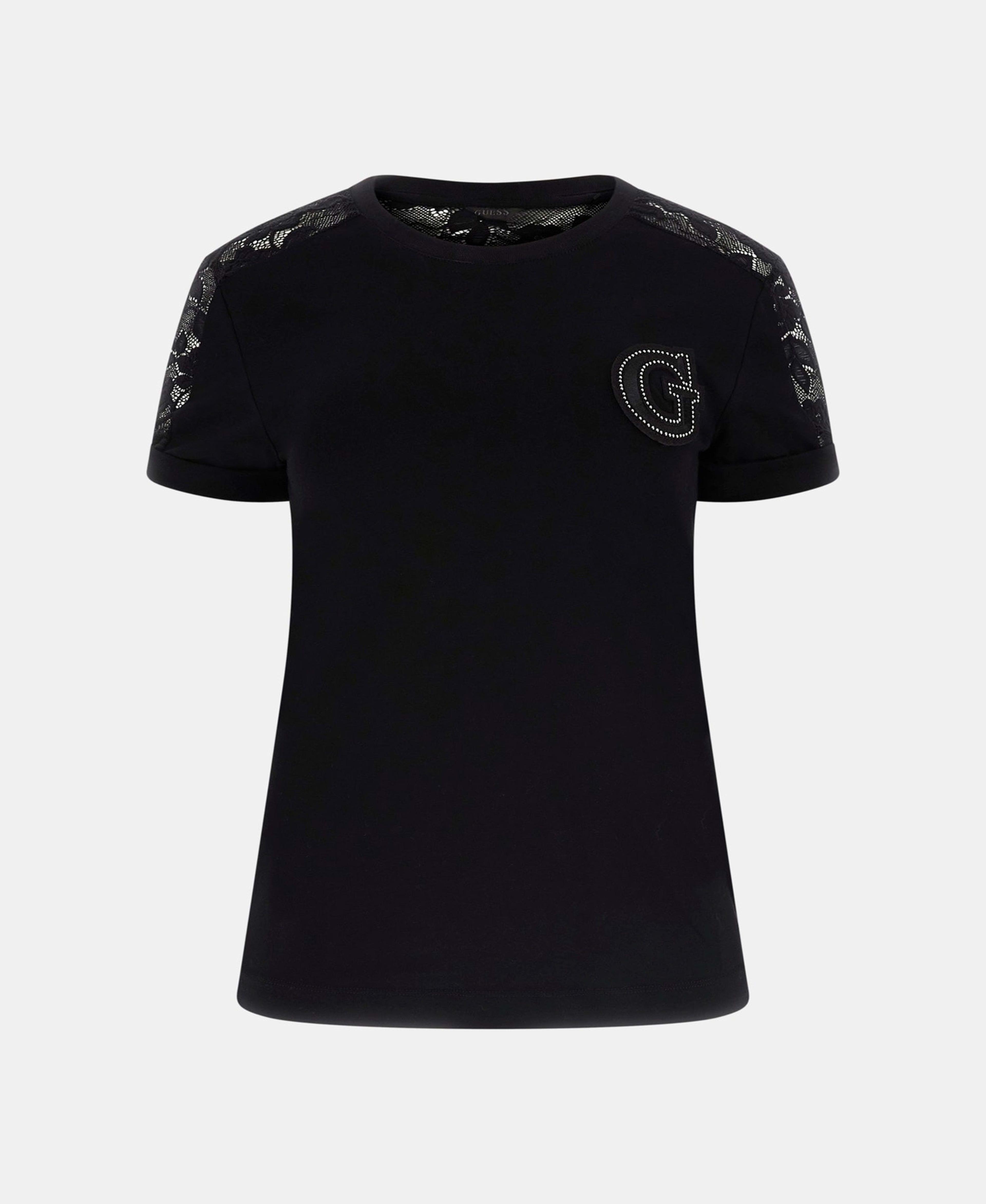 Polera Guess Mujer Ss Cn Lace Tee Negro-5