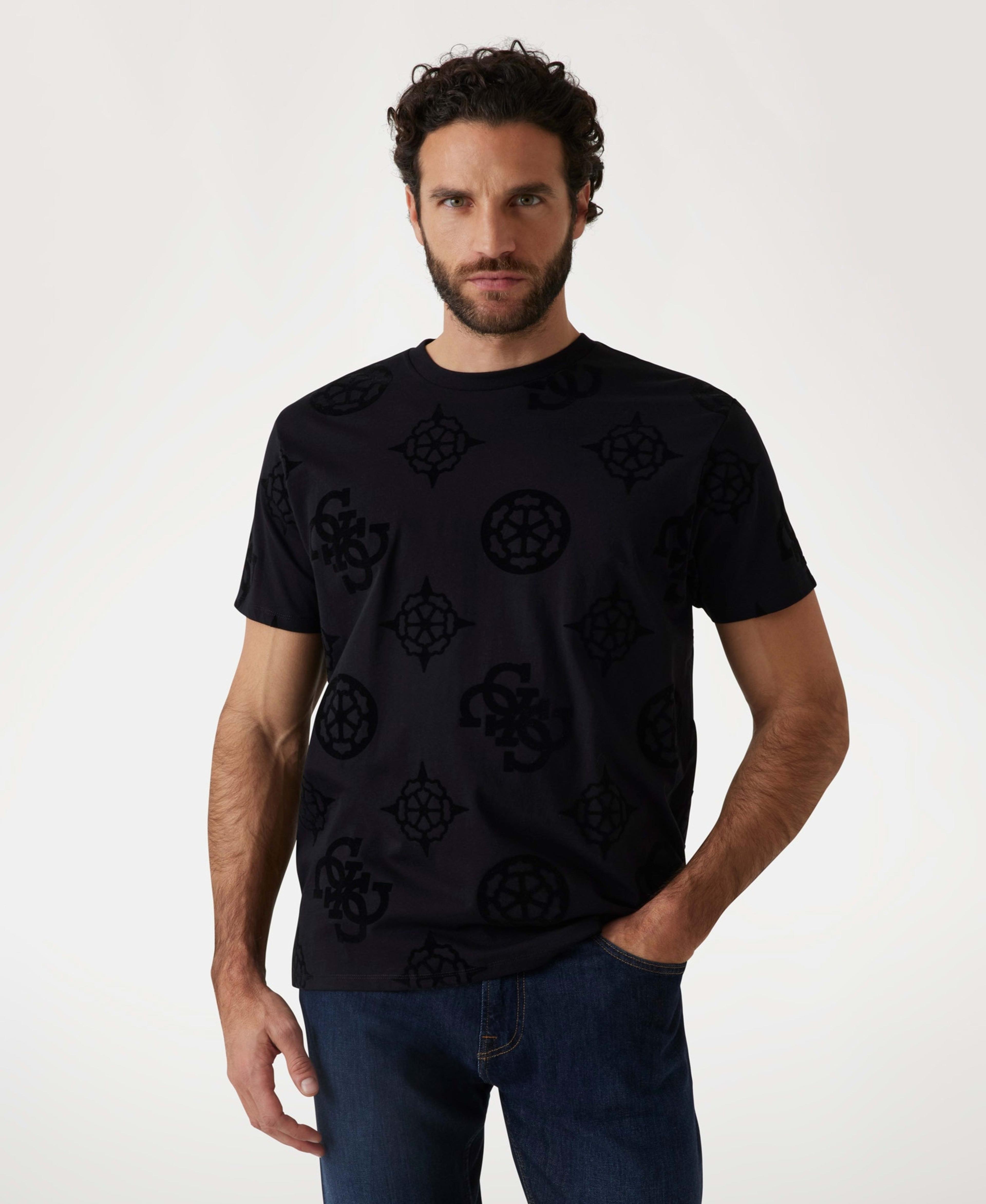Polera Guess Hombre Ss Bsc Peony Print Tee Negro-0