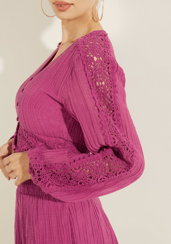 Blusa Guess Mujer Ls Abigail Gauze Top Rosa-2