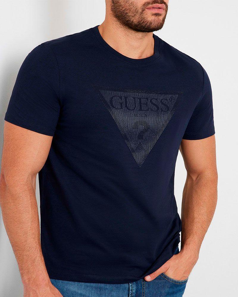 Polera Guess Hombre Ss Cn Shiny Gel Triangle Tee Azul-2