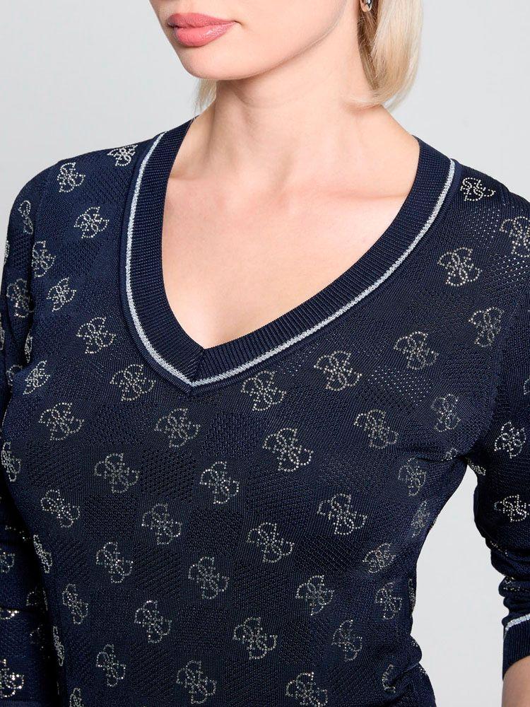 Sweater Guess Mujer Rosie 4G Vn Ls Swtr Azul-3