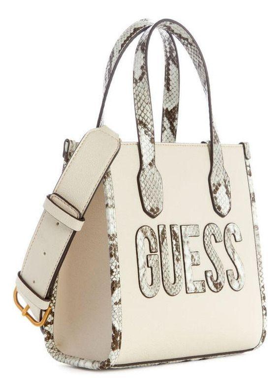 Mini Cartera Guess Mujer Silvana 2 Compartmnt Tote Crema.-1