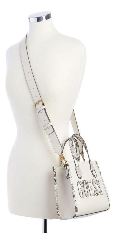 Mini Cartera Guess Mujer Silvana 2 Compartmnt Tote Crema.-4