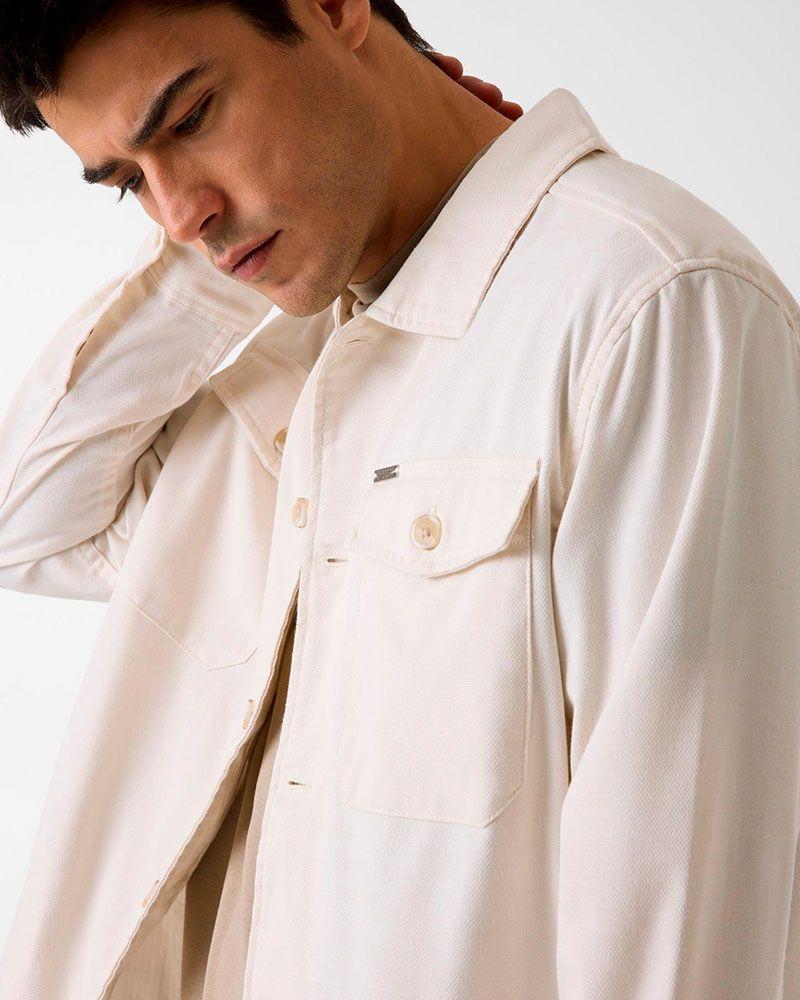 Camisa Paolo Cotton Blend Ls Overshirt Blanco-3