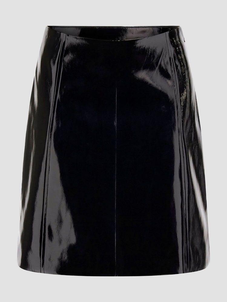 Falda Guess Mujer Teodolinda Faux Leather Skirt Negro-5