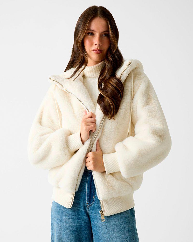 Chaqueta Lucrezia Faux Fur Logo Blanco-0