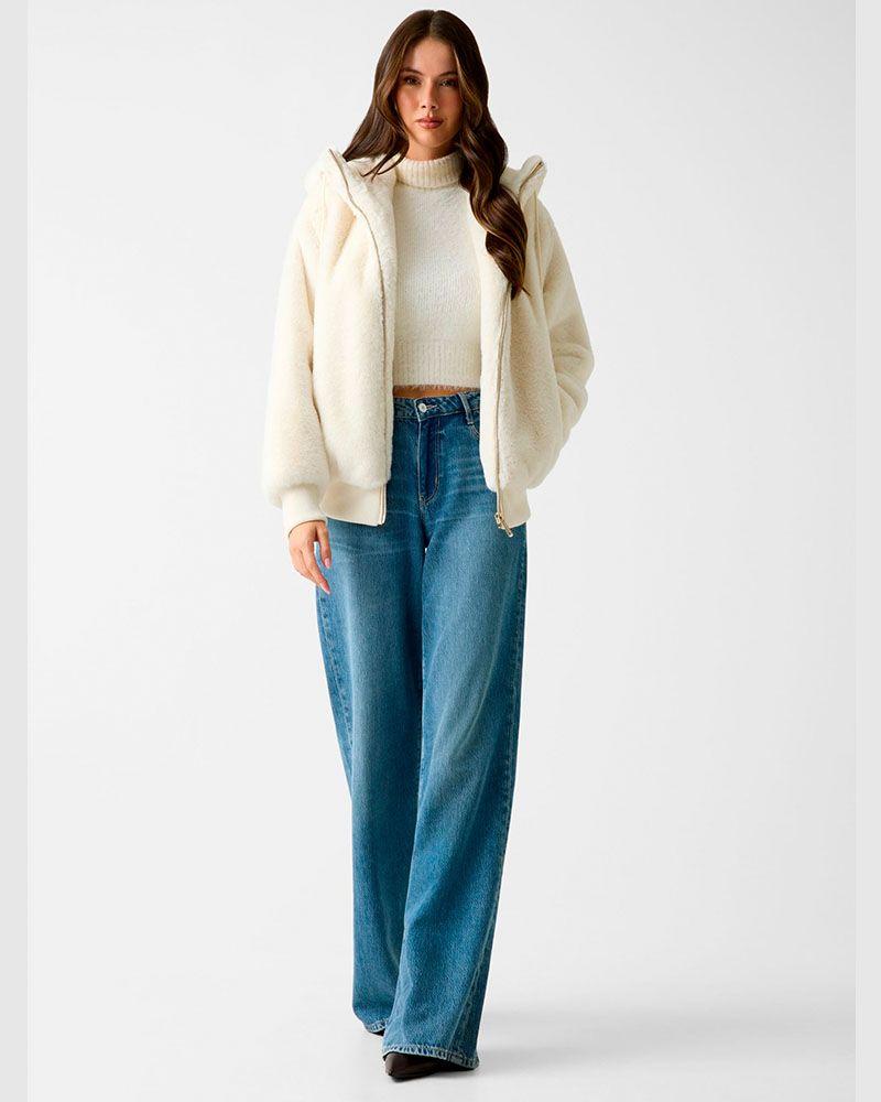 Chaqueta Lucrezia Faux Fur Logo Blanco-2