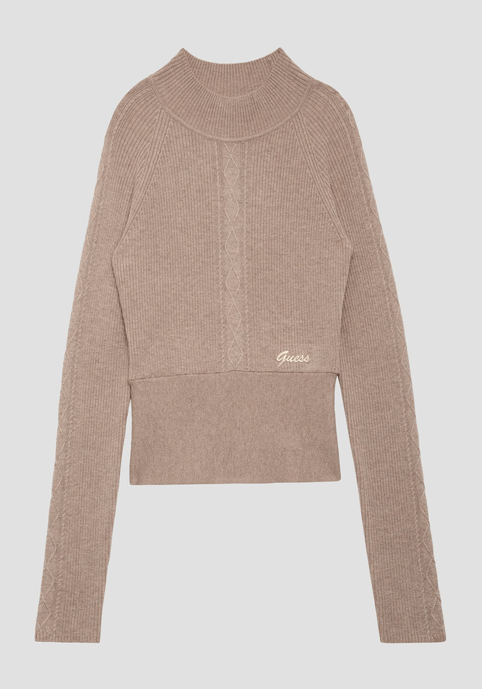 Tejido Guess Mujer Ls Tn Melodie Swtr Café-1