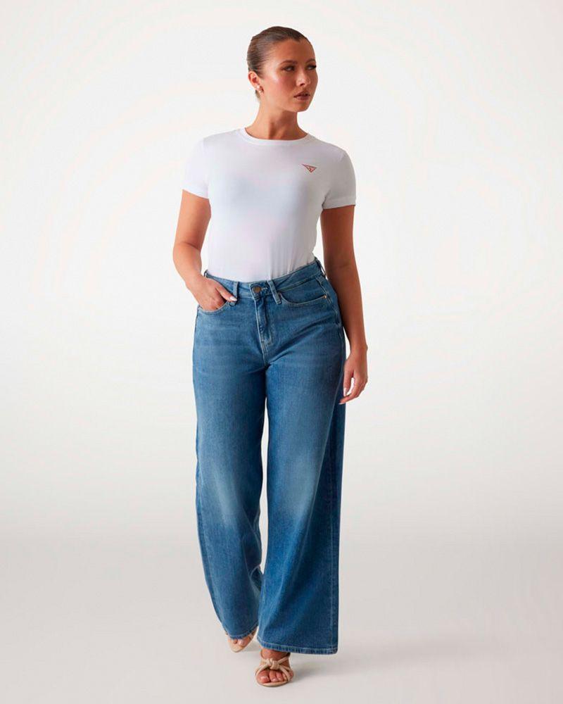 Polera Guess Mujer Ss Cn Mini Triangle Tee Blanco-1