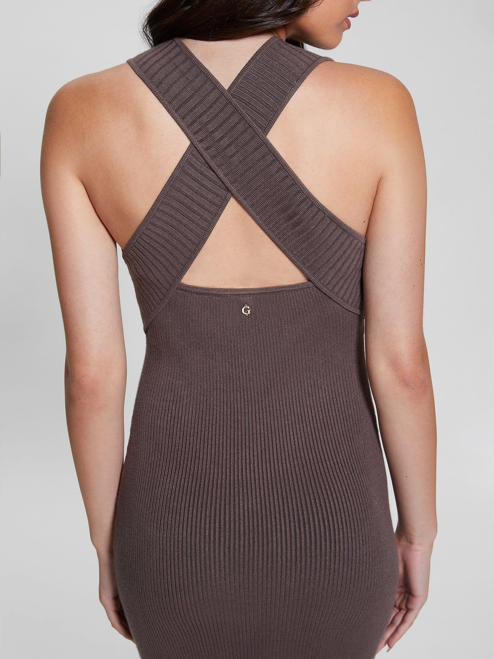 Sweater Guess Mujer Sl Rib Carista Midi Swtr Dress Café-3