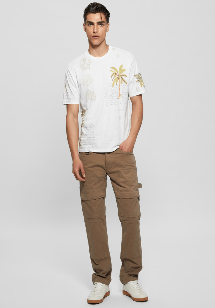 Polera Guess Hombre Ssbsc Palm Collage Tee Blanco-1