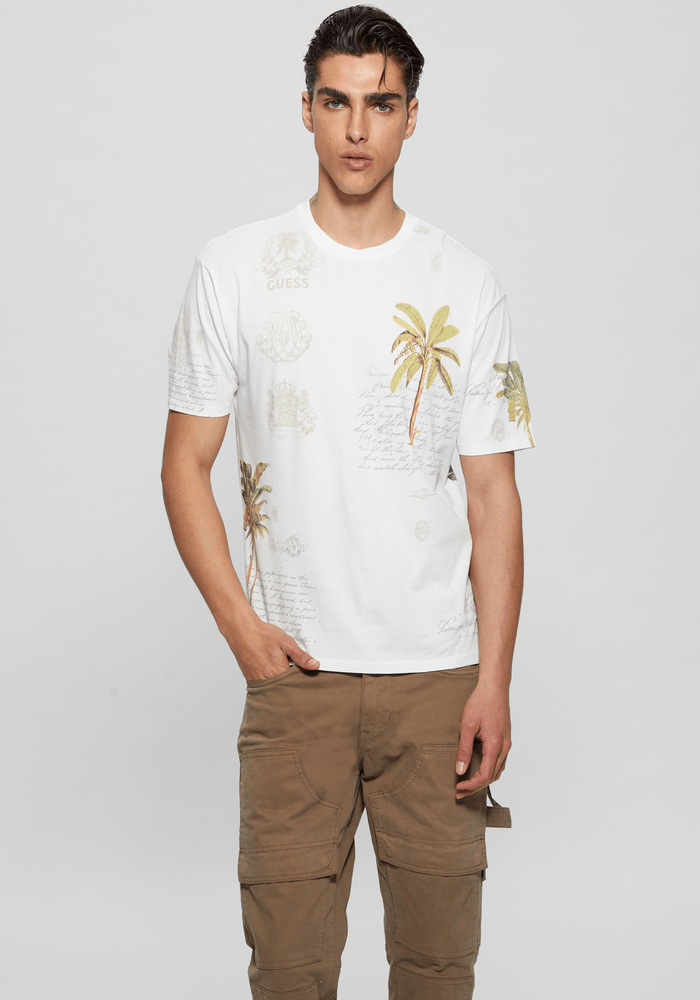 Polera Guess Hombre Ssbsc Palm Collage Tee Blanco-2