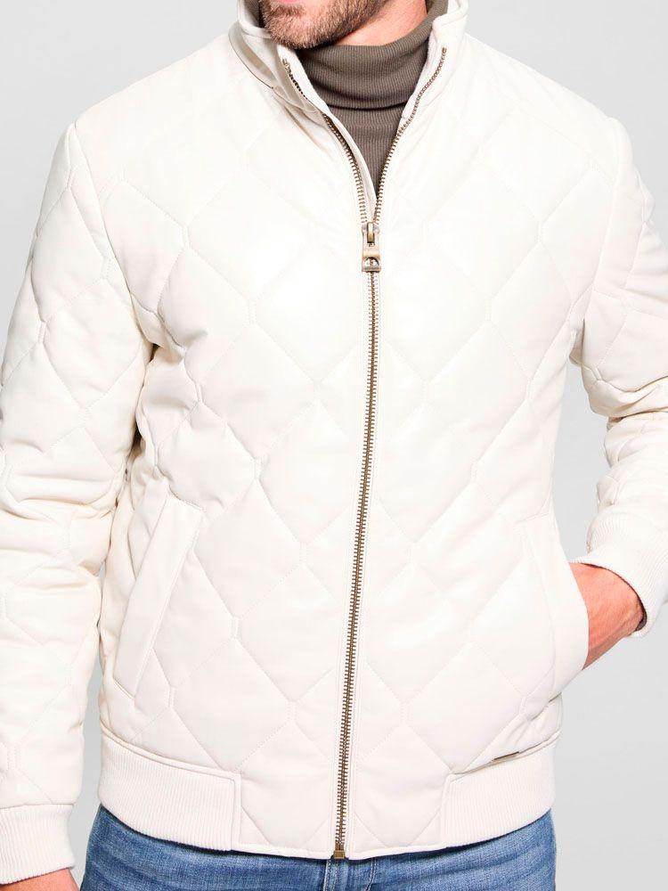 Chaqueta Guess Hombre Quilted Pu Leather Jacket Beige-2
