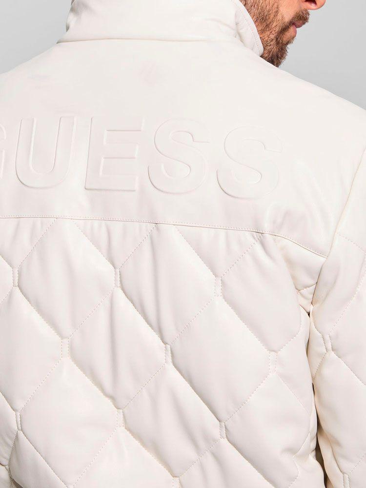 Chaqueta Guess Hombre Quilted Pu Leather Jacket Beige-3