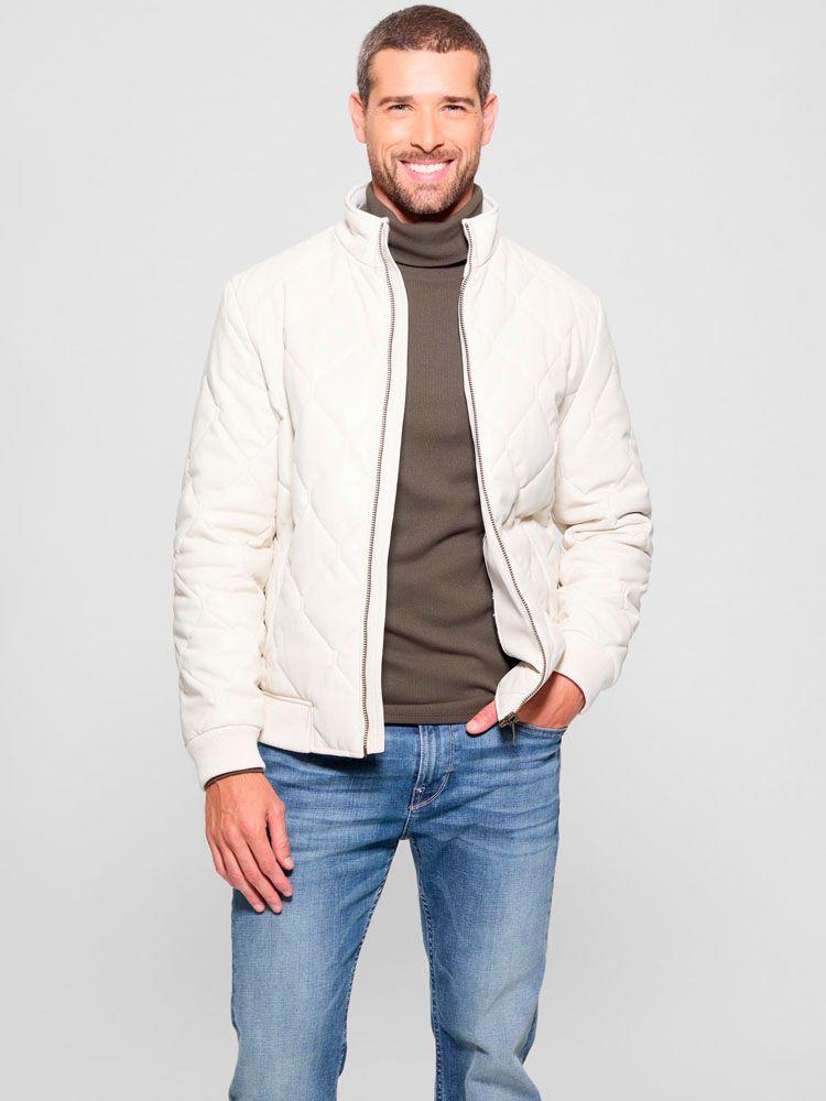 Chaqueta Guess Hombre Quilted Pu Leather Jacket Beige-4