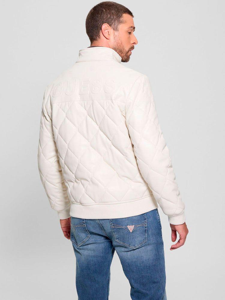 Chaqueta Guess Hombre Quilted Pu Leather Jacket Beige-5
