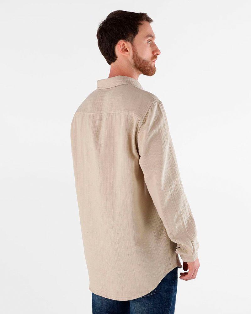 Camisa Ls Double Cloth Beige-3