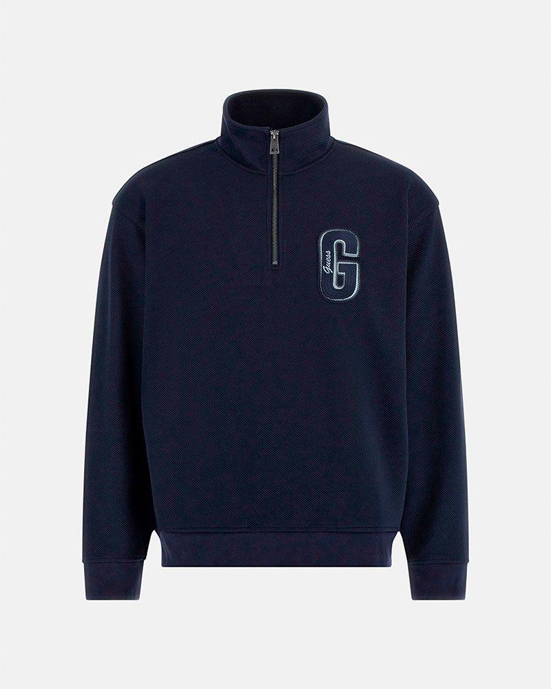 Poleron Harris Twill Zip Mock Neck Azul Hombre-4