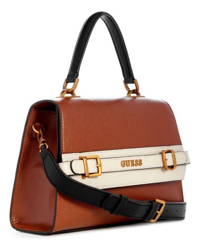 Cartera Guess Mujer Sestri Top Handle Flap Café.-1