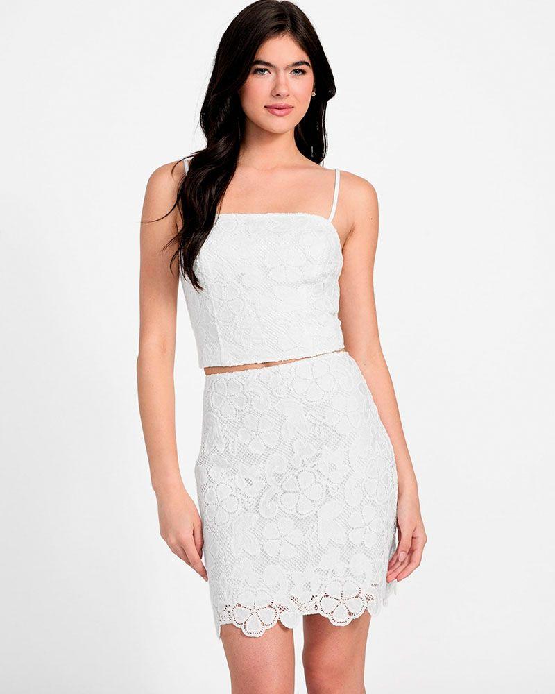 Polera Guess Mujer Sl Delilah Crochet Top Blanco-0