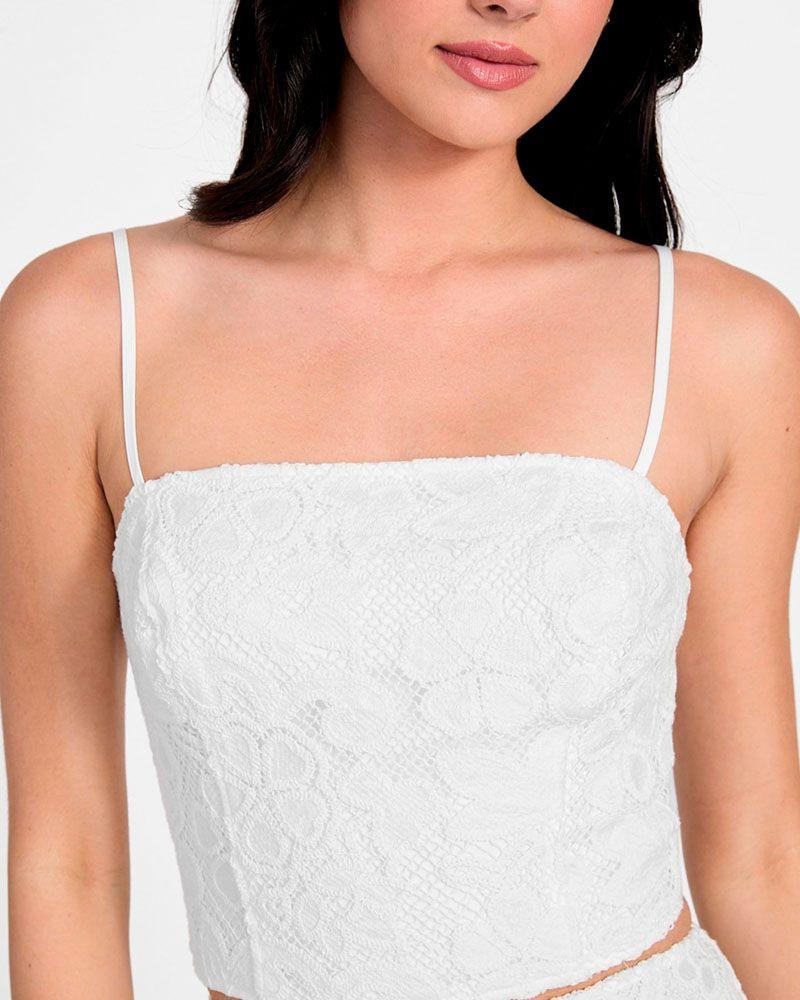 Polera Guess Mujer Sl Delilah Crochet Top Blanco-2