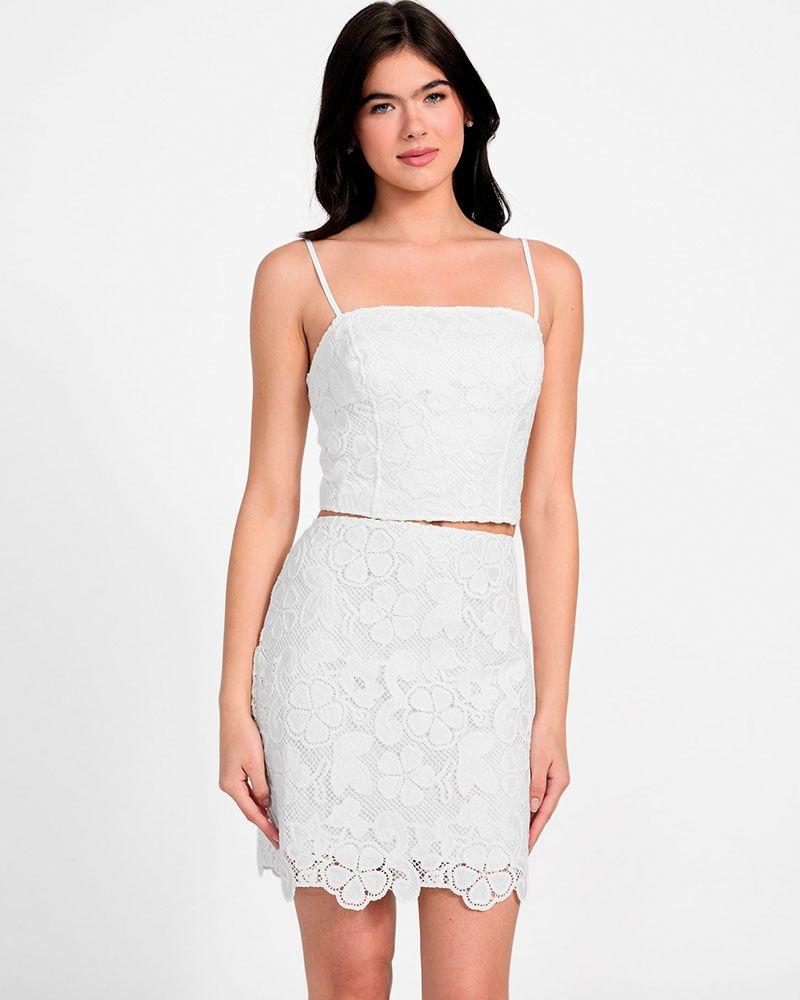 Polera Guess Mujer Sl Delilah Crochet Top Blanco-3