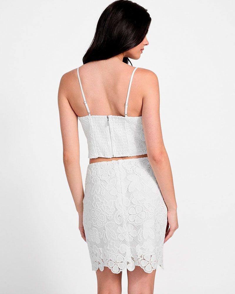 Polera Guess Mujer Sl Delilah Crochet Top Blanco-4