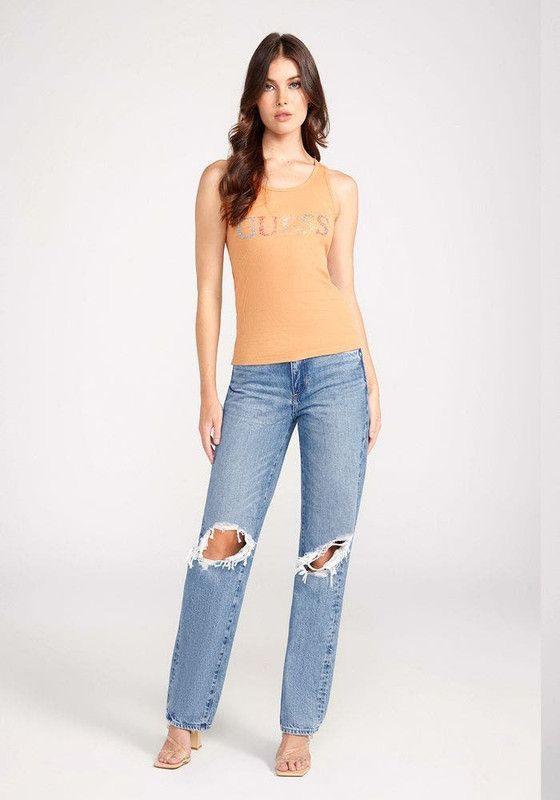 Polera Guess Mujer Colorful Logo Tank Top Naranja-3