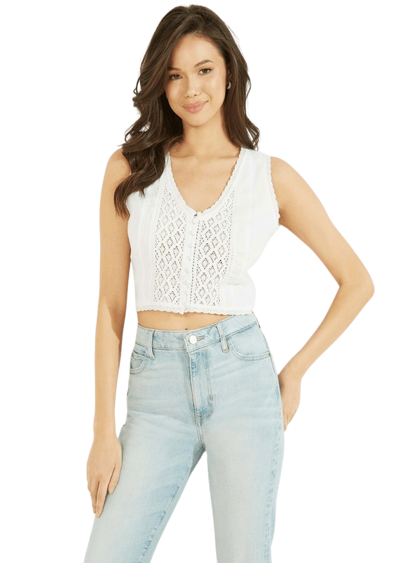 Blusa Guess Mujer Sl Terma Top Blanco-0