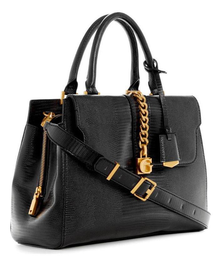 Cartera Guess Mujer Tiberia Society Satchel Negro-1