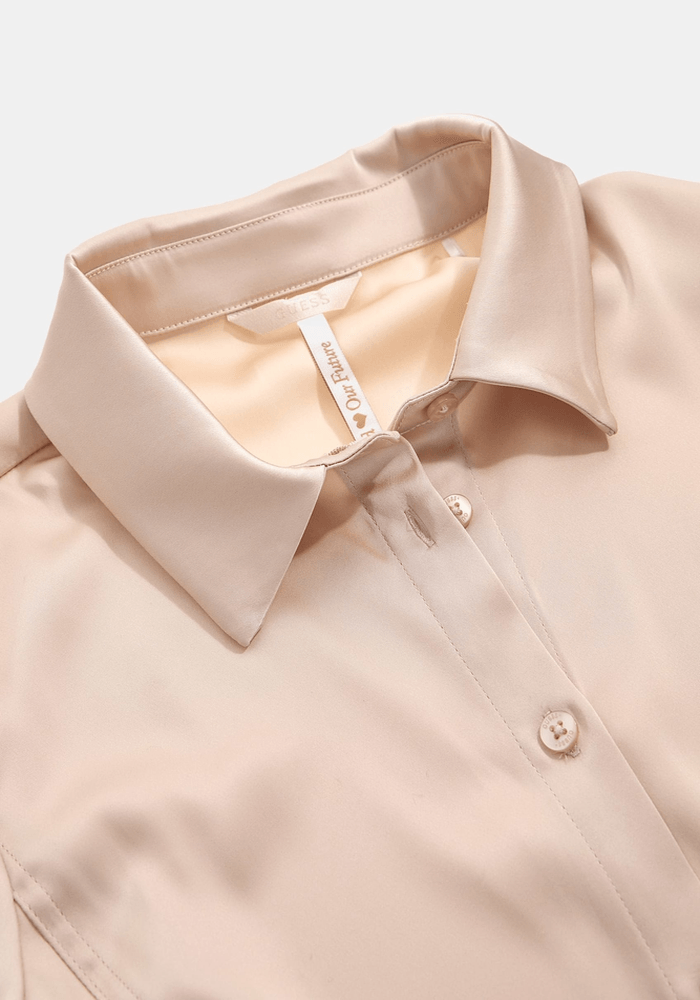 Camisa Guess Mujer Ls Fernanda Corset Shirt Beige-4