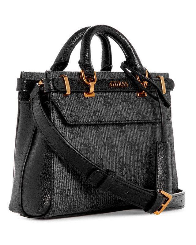 Mini Cartera Guess Mujer Sestri Logo Mini Satchel Negro-1