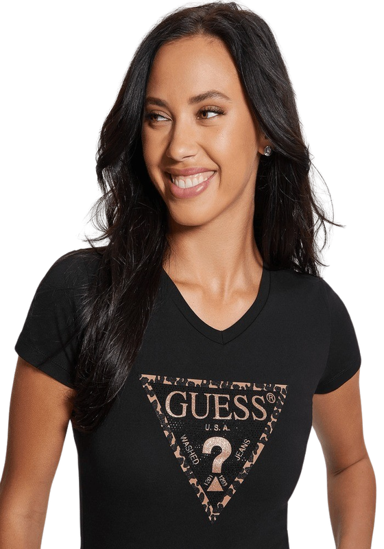 Polera Guess Mujer Ss Vn Leo Triangle Tee Negro-0