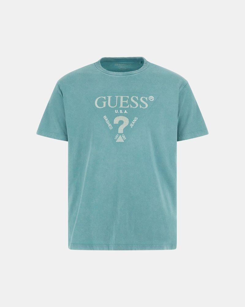 Polera Guess Hombre Ss Cn Treated Triangle Tee Celeste-4