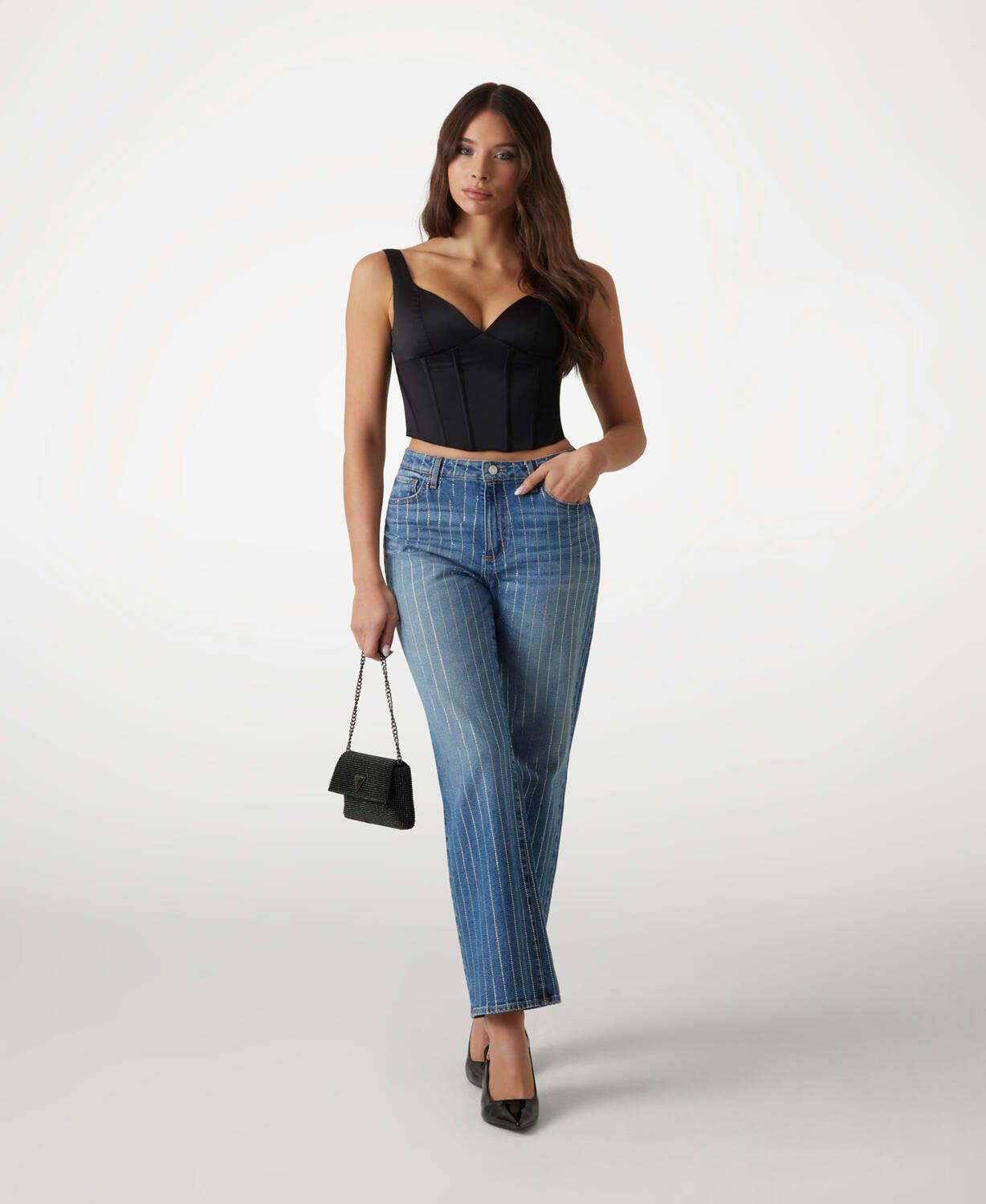 Top Guess Mujer Sl Jadore Corset Top Negro-2