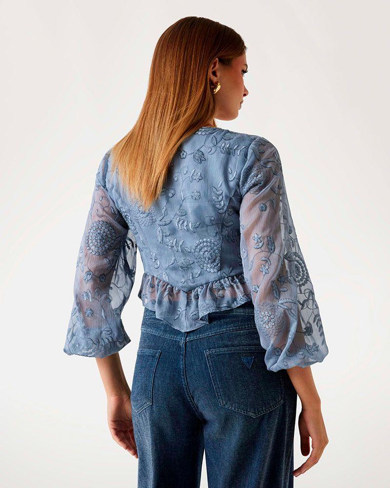 Blusa Ls Seiah Tie Front Gris Mujer-1