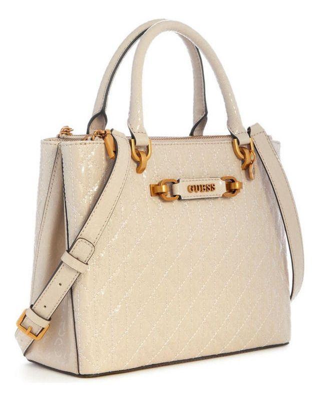 Cartera Guess Mujer Aveta Status Satchel Crema-1