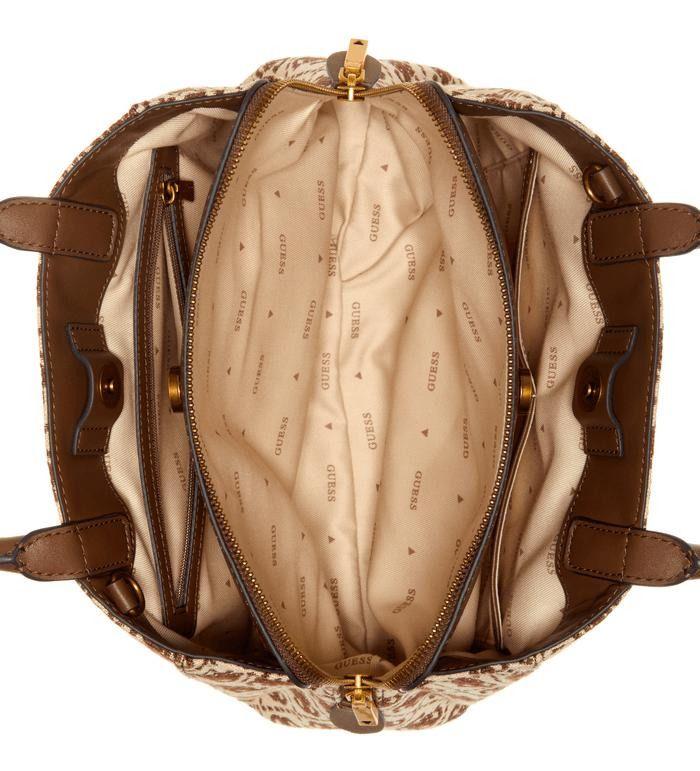 Cartera Guess Mujer Izzy Small Girlfriend Satchel Café-3