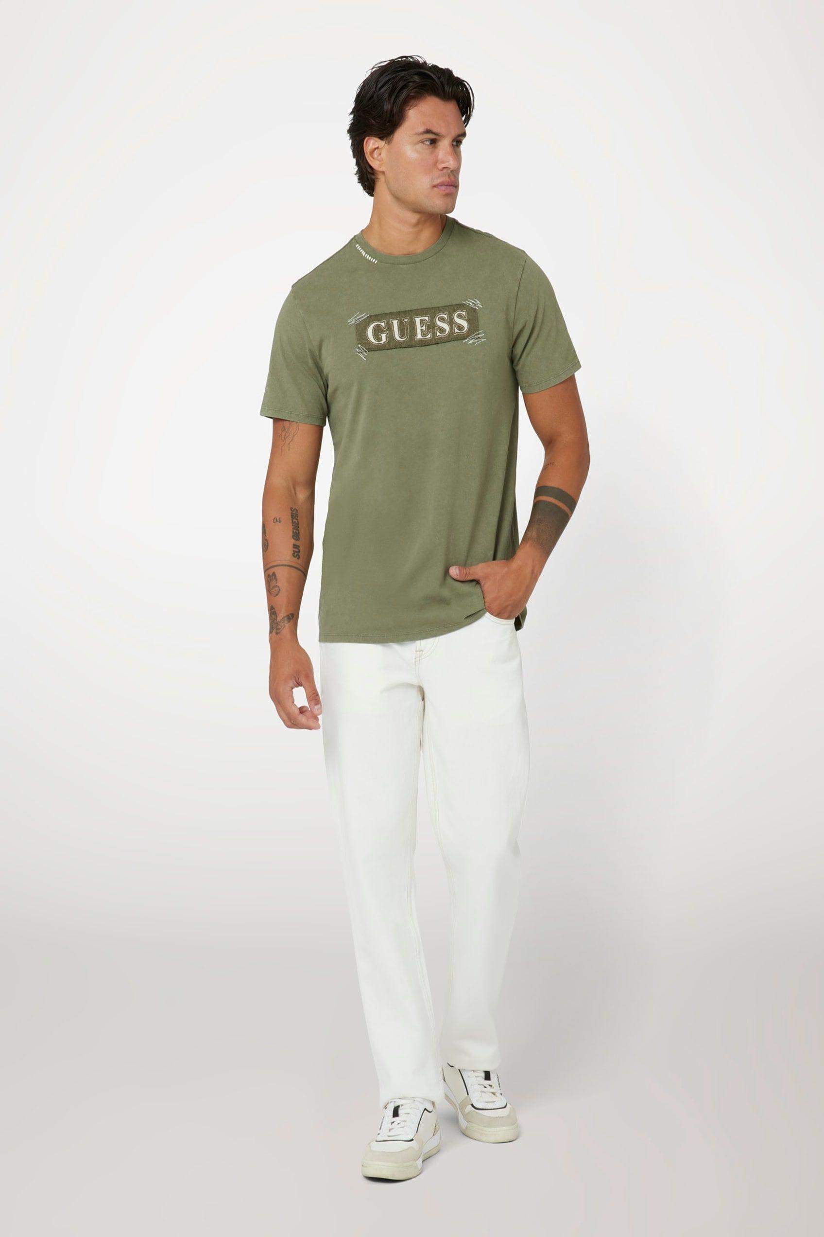 Polera Guess Hombre Ss Bsc Guess Applique Tee Verde-1