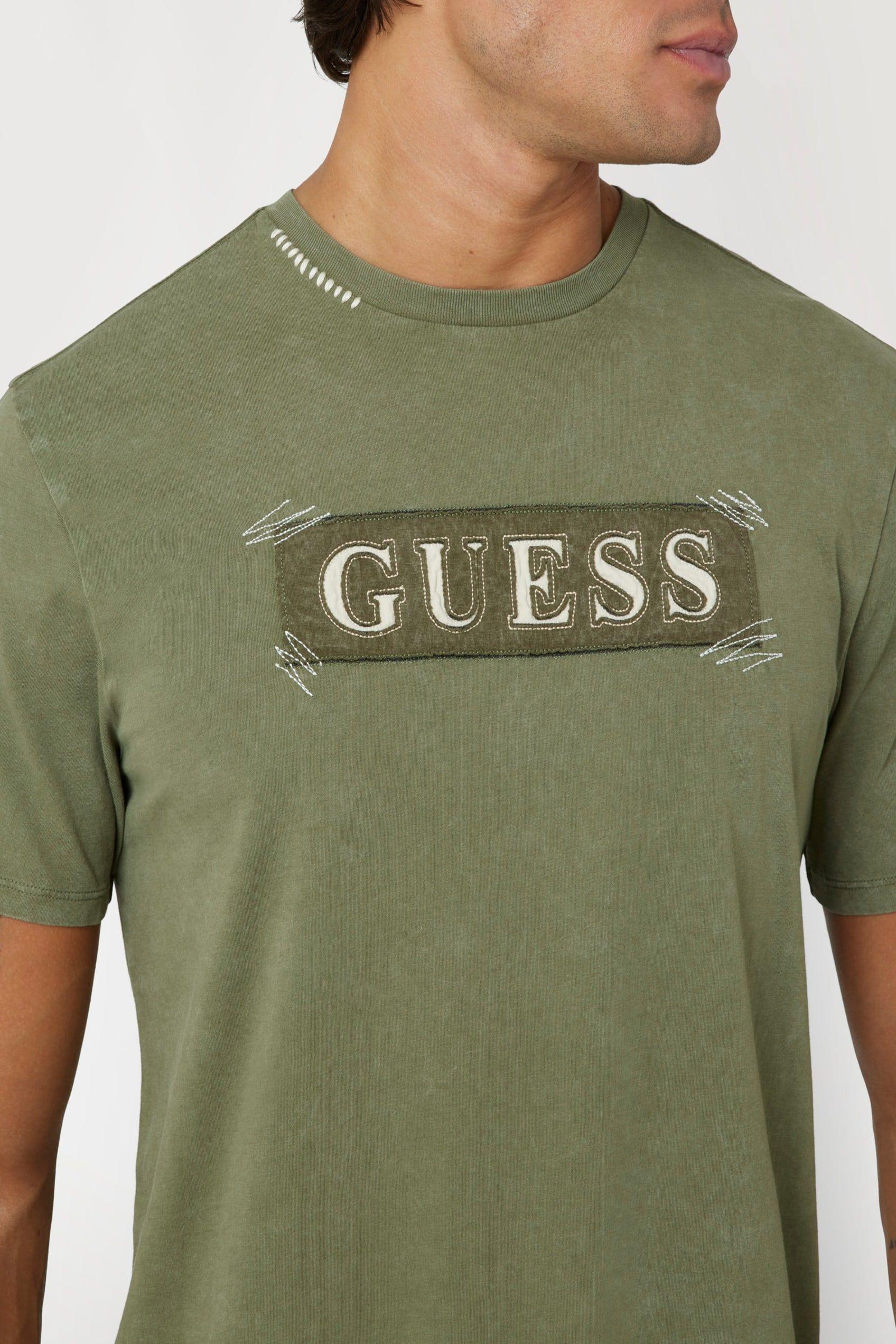Polera Guess Hombre Ss Bsc Guess Applique Tee Verde-3