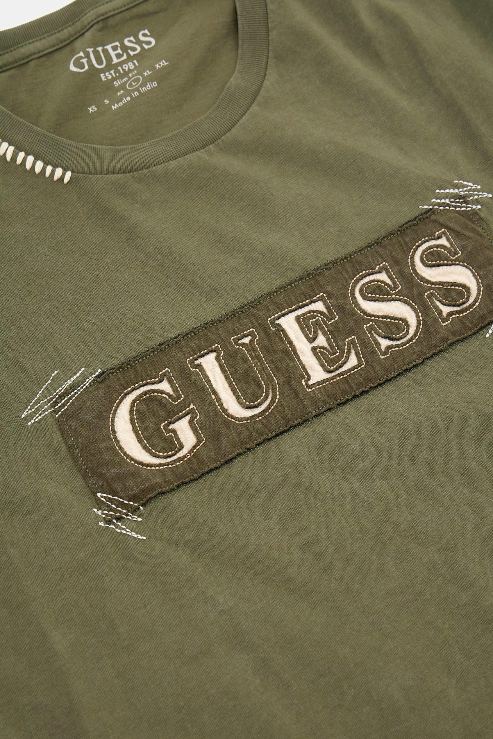 Polera Guess Hombre Ss Bsc Guess Applique Tee Verde-5