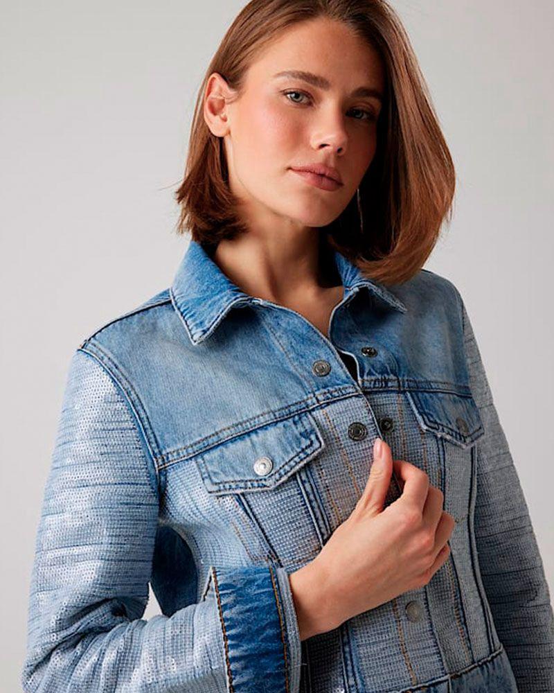 Chaqueta Guess Mujer Clara Trucker Jacket Azul-3