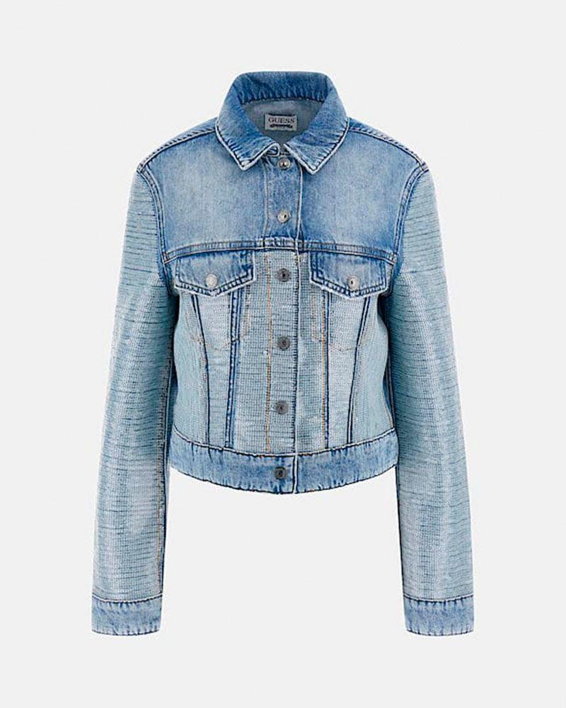 Chaqueta Guess Mujer Clara Trucker Jacket Azul-4