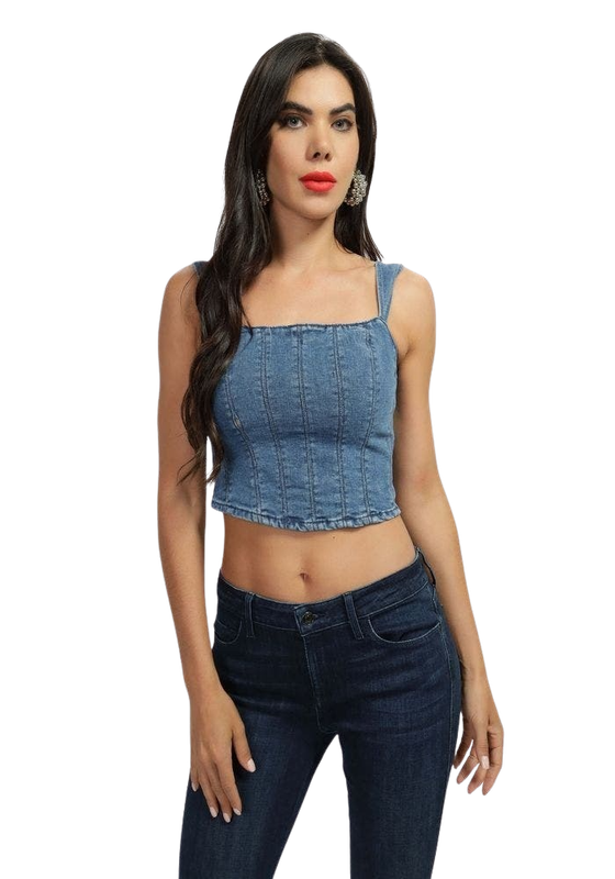 Top Guess Mujer Os Maggie Denim Corset Denim-0