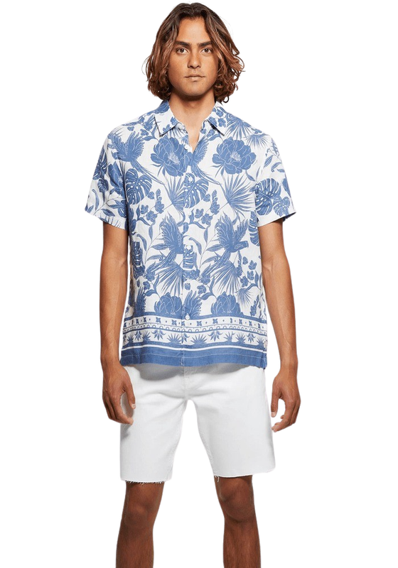 Camisa Guess Hombre Ssis Land Linen Border Shirt Multicolor-0