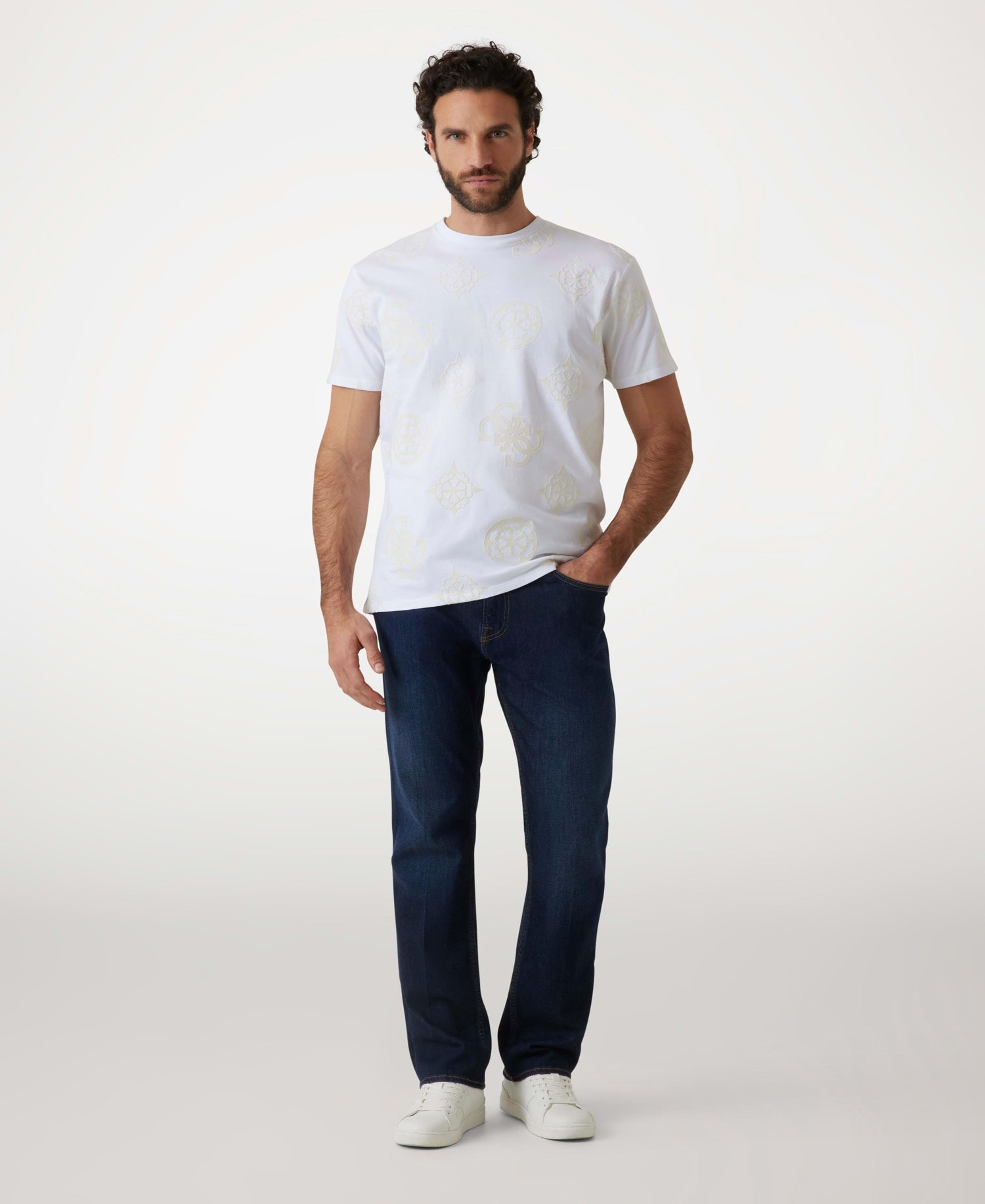 Polera Guess Hombre Ss Bsc Peony Print Tee Blanco-1